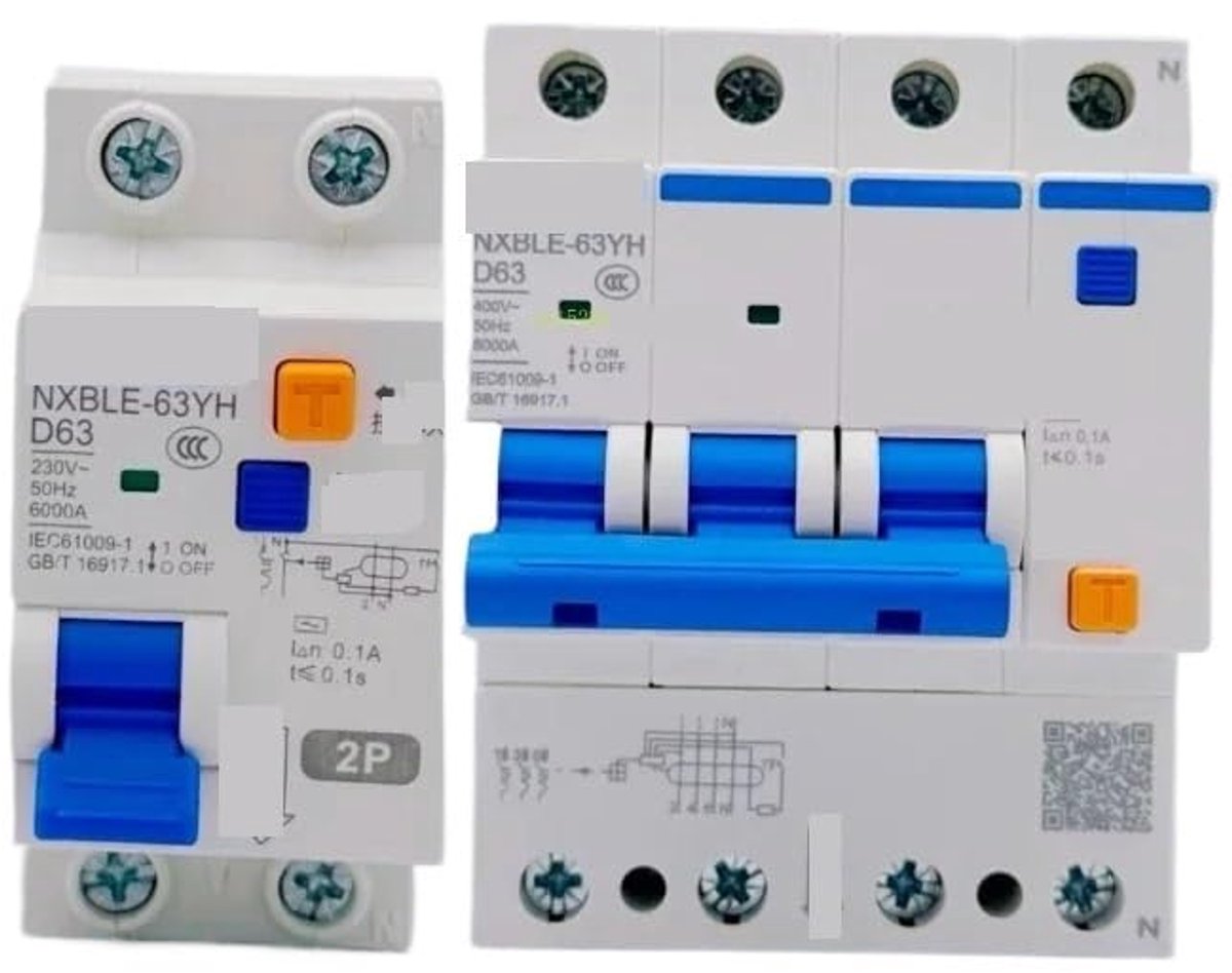 Stroomschakelaar - Autom. schakelaar - Beveiliging installatie - Type D - 100MA 0.1A - Grijs