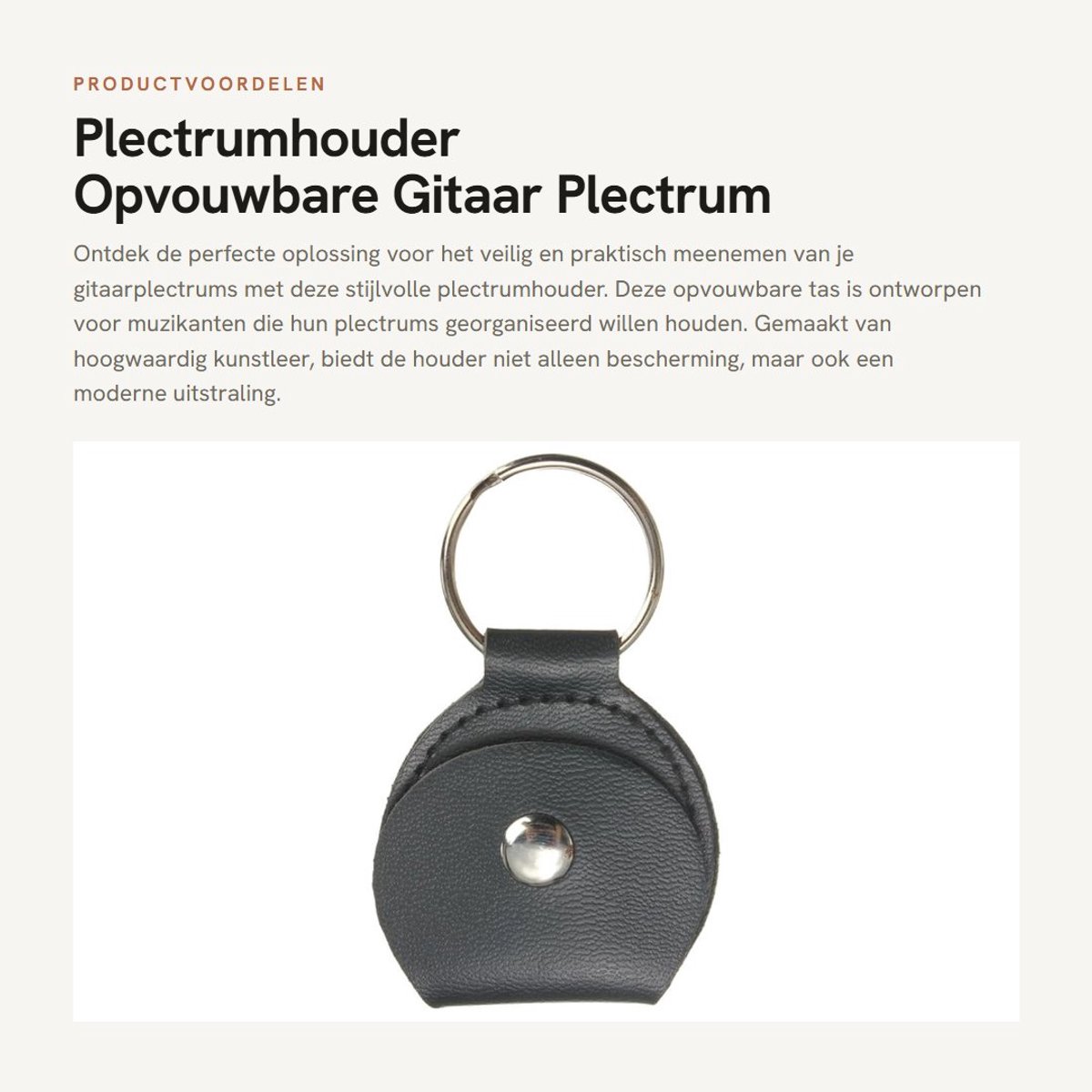 Dailygoods- Plectrumhouder Zwart - Opvouwbare Houder - Sleutelhanger - Kunstleer - Inclusief 3 Plectrums - Veilig en Compact - Gitaaraccessoire