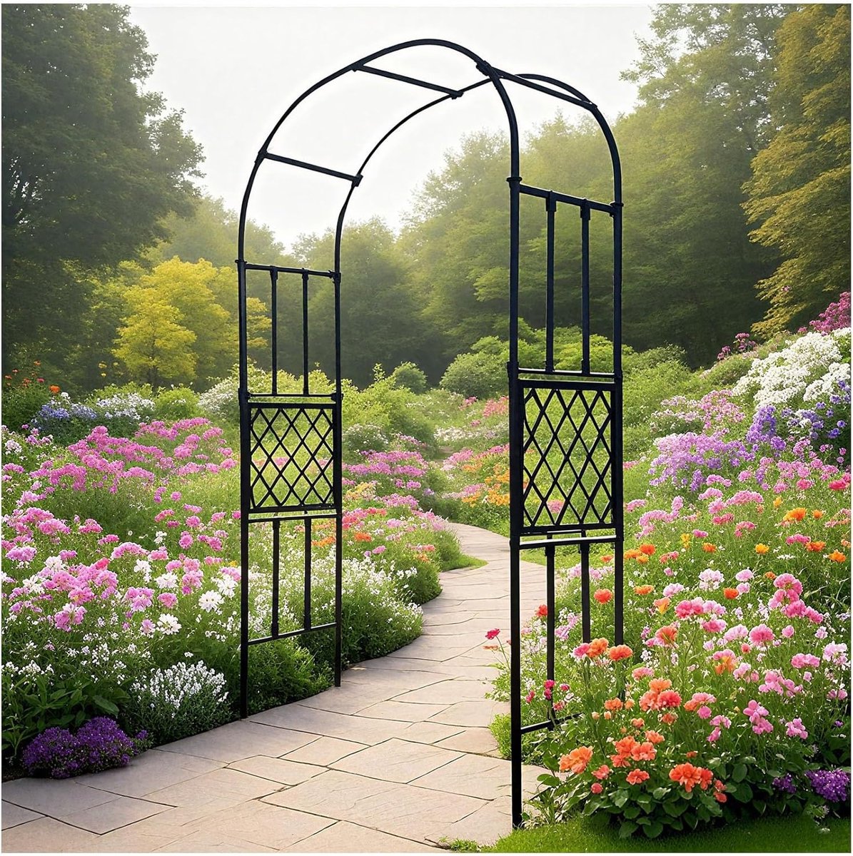 Metalen Tuinboog - Klimplant Prieel - Decoratie Tuinfeest - Roestvrij Staal - 3 x 2.4 Meter - Zwart