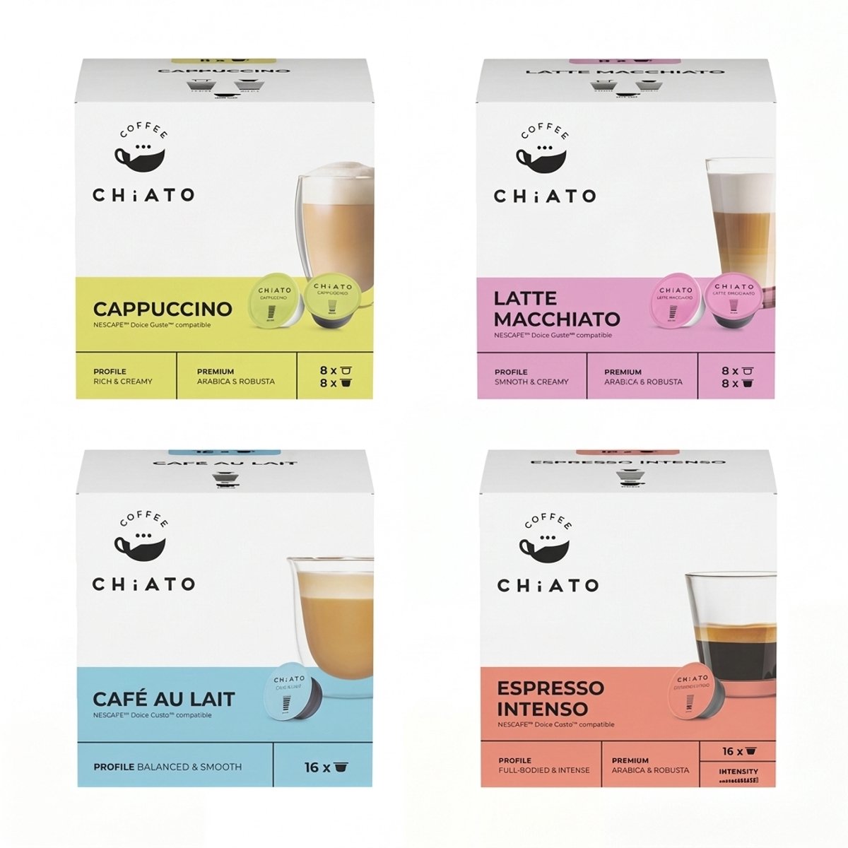 Koffiecapsules compatibel met NESCAFÉ® Dolce Gusto® CHiATO Cappuccino, 8+8 st.