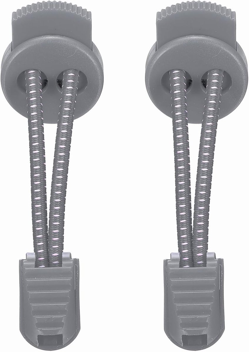 Elastische veters voor schoenen, knooploze veters voor volwassenen, ideaal voor sneakers en tennisschoenen, grijs met witte stippen, 2 stuks