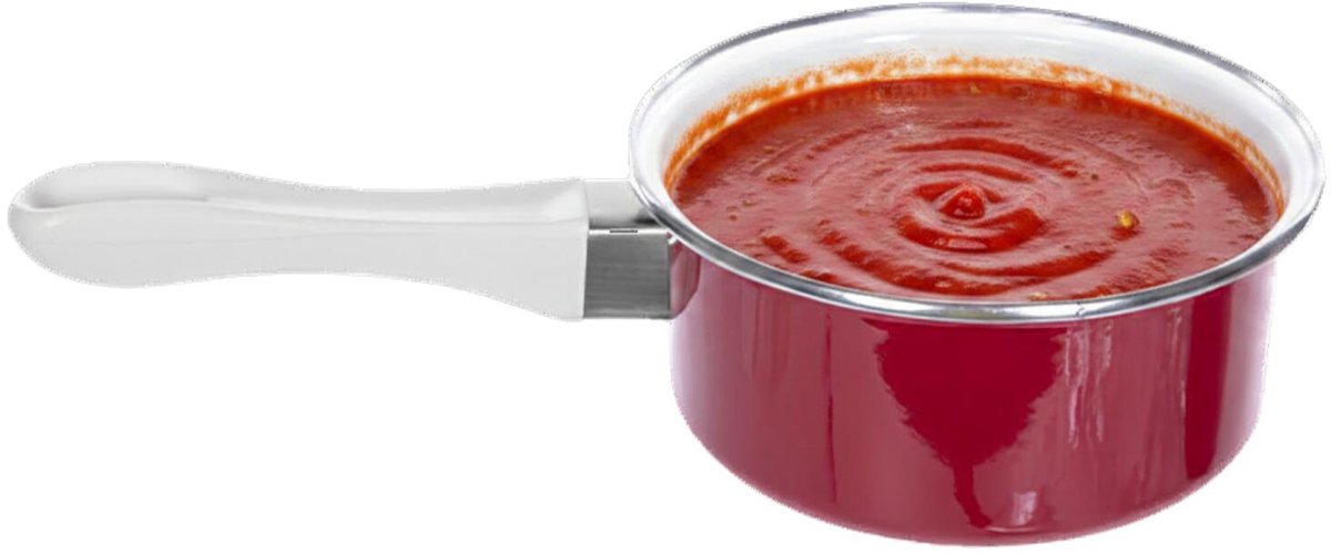 Alessandro Steelpan Cuisine - D14 cm - 1.1 liter - sauspan/juspan - keuken pannen - rood/wit