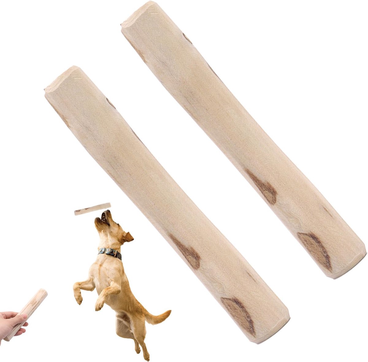 Houten kauwstokjes - Hondenspeelgoed - Tanden reinigen - Natuurlijk koffiehout - 2 stuks - Natuurlijk