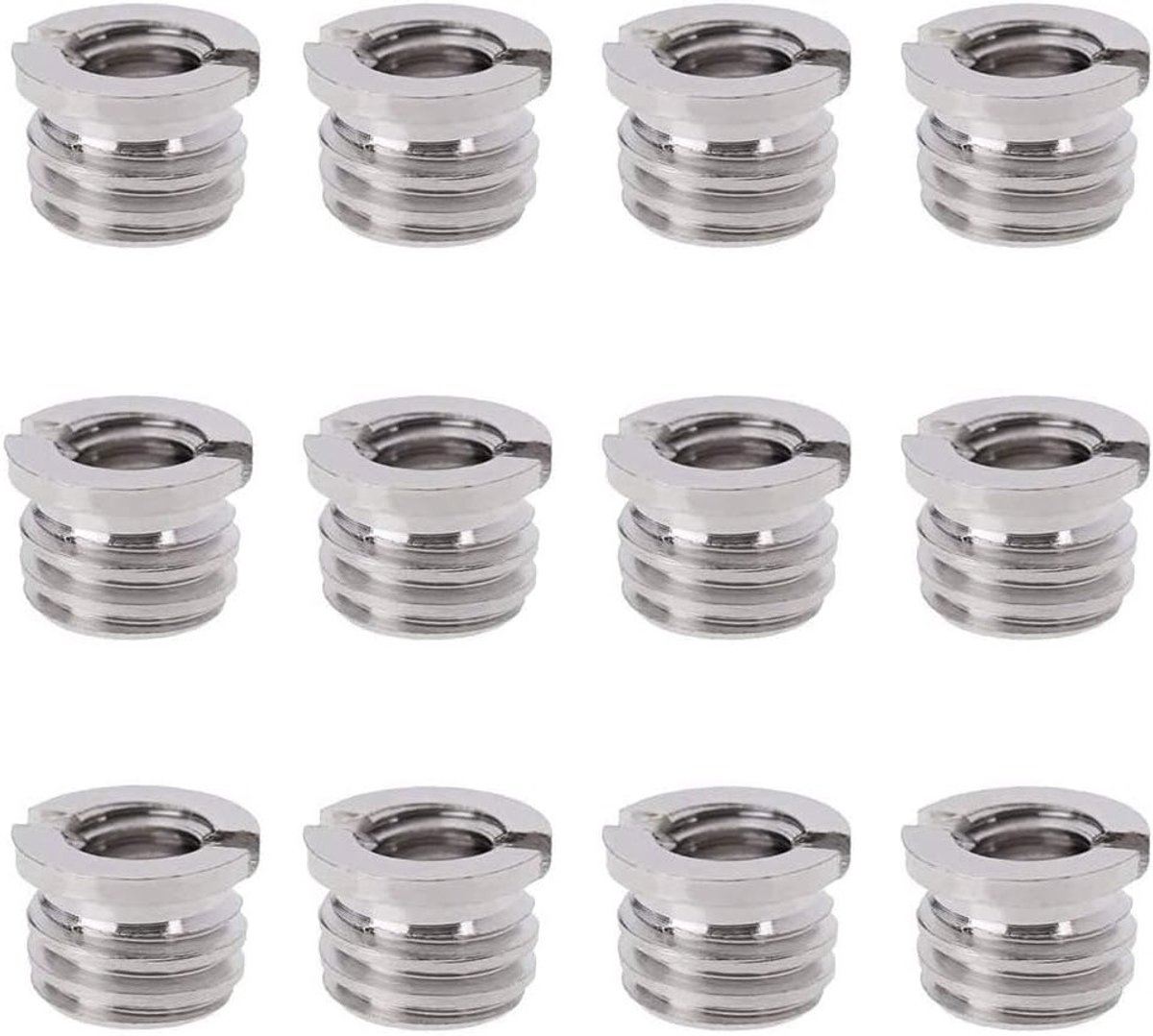 12 Stuks Converter Schroefadapter, 1/4" naar 3/8" Schroeven voor Statief, Monopod en Microfoonstandaard, Geschikt voor Camera en Ballhead