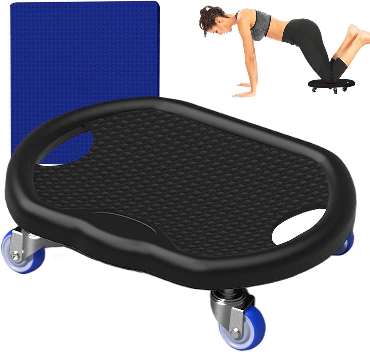 Ab Roller Board - Buikspierwiel - Core Training - Stille Werking - 32 x 27 cm - Zwart