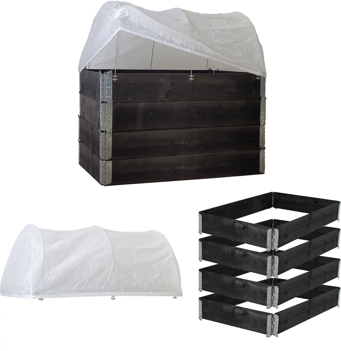 TRUTZHOLM Verhoogd Bed 120x80x80cm - 5-delig Houten Palletframe met Deksel - Stapelbare Moestuinbak Kweekkas Tuin Balkon