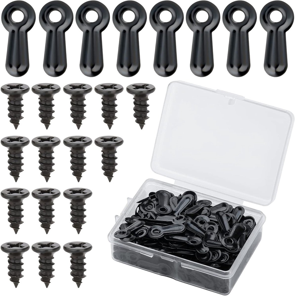Rotating Button Mounts en Flat Head Hanging Screws voor Foto- en Schilderijlijsten, 160 Stuks in Zwart, Ideaal voor Bevestigen en Ophangen van Foto's