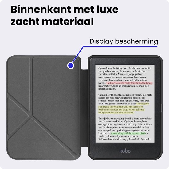 Hoes Geschikt voor Kobo Clara Colour - Met Screenprotector - Luxe E-reader Trifold Case - Bescherm Hoesje Book Cover - Kat — afbeelding 4