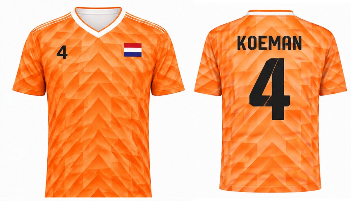 Voetbalshirt EK 1988 Ronald Koeman-4 | Nederlands Elftal | EK 88 / WK Voetbal T-shirt Retro Design | Oranje sportshirt | Koningsdag | Holland T shirt | Maat 3XL