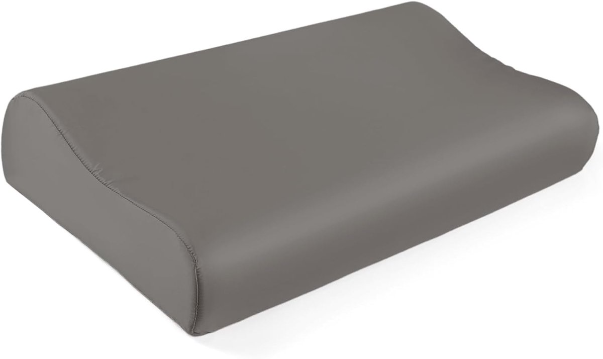 Famanu Kussensloop van 100% moerbeizijde, 19 momme kwaliteit voor contourkussen, 50 x 30 x 10-6.8 cm, charcoal