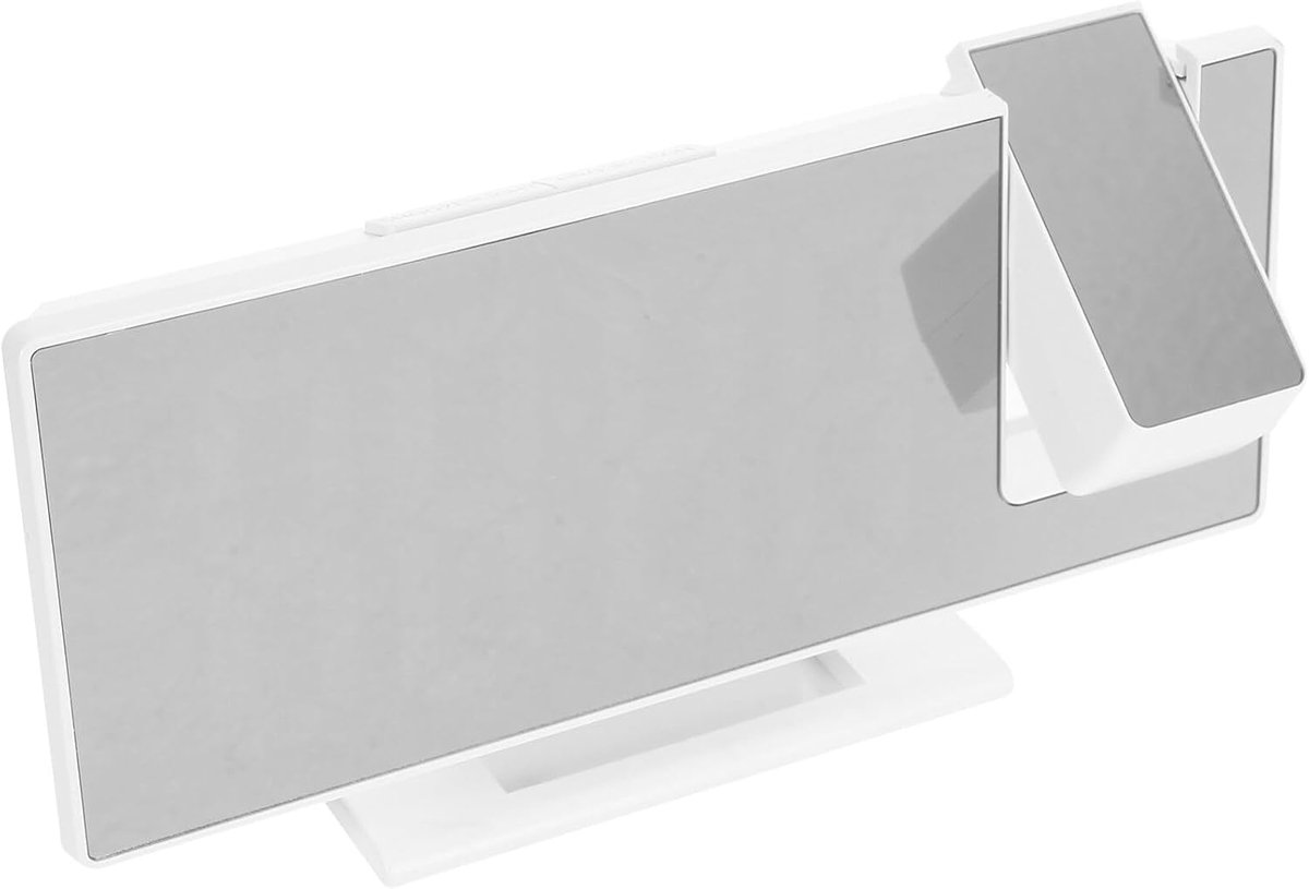Digitale Klok - Projectieklok Spiegel - Tijd Weergeven - Grote Led Spiegel - 18.5cm - Wit