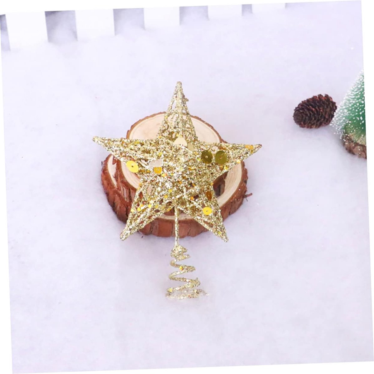 Kerstboom Ster - Boomversiering Top - Feestelijke Decoratie - Glitter Afwerking - 20x20CM - Goud – foto 3