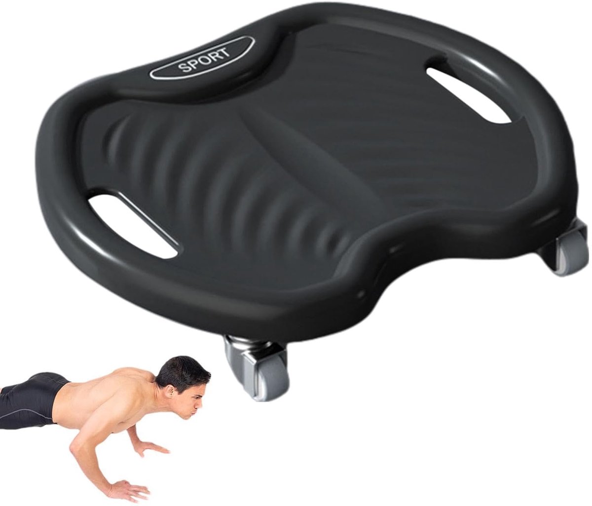 Abdominale Rol - Buikspier Trainer - Kracht Opbouwen - Vier Wiel Ontwerp - 916 gram - Zwart