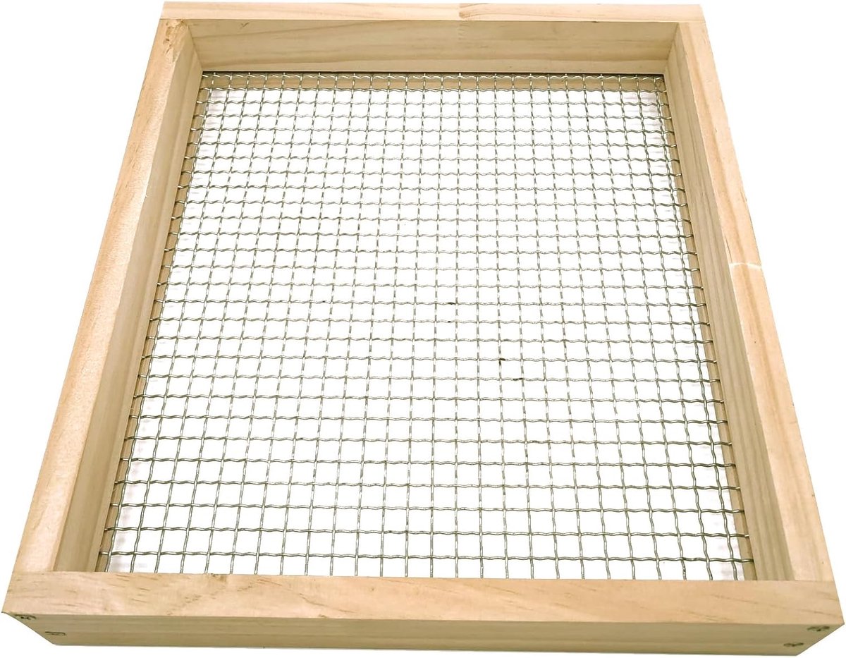 Tuingaarde Zeef - Compost Zeef - Zand En Aarde Zeven - Robuuste Houten Frame - 34 x 30 cm - Natuurlijk