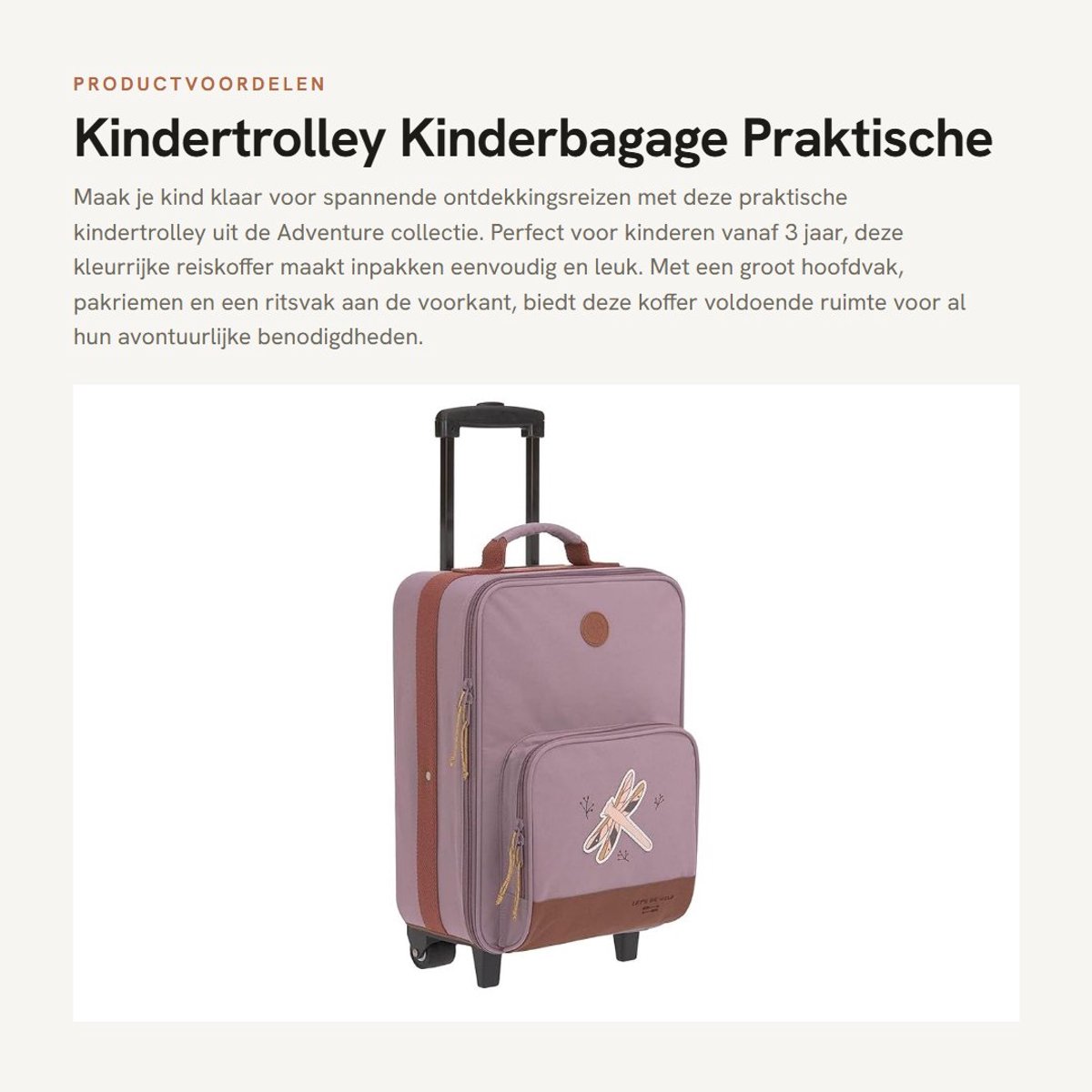 Dailygoods- Kindertrolley met pakriemen - Kinderbagage - Waterafstotend - Verstelbare handgreep - Aparte schoen- en waszak - Afmetingen 29,5x19,5x46 cm - Kinderkoffer