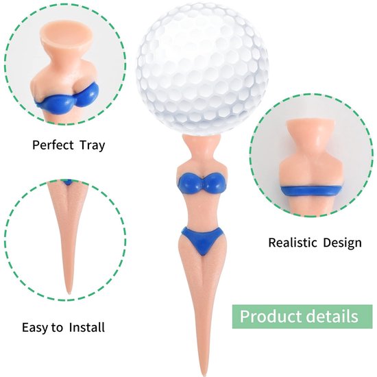 Dailygoods - Golf tees grappige dames bikini 5 stuks 76 mm / 3 inch grappige golf tees meisjes golf tees dames golf tees kunststof golf tees voor mannen vrouwen golftraining golf accessoires golf oefeningen — afbeelding 2