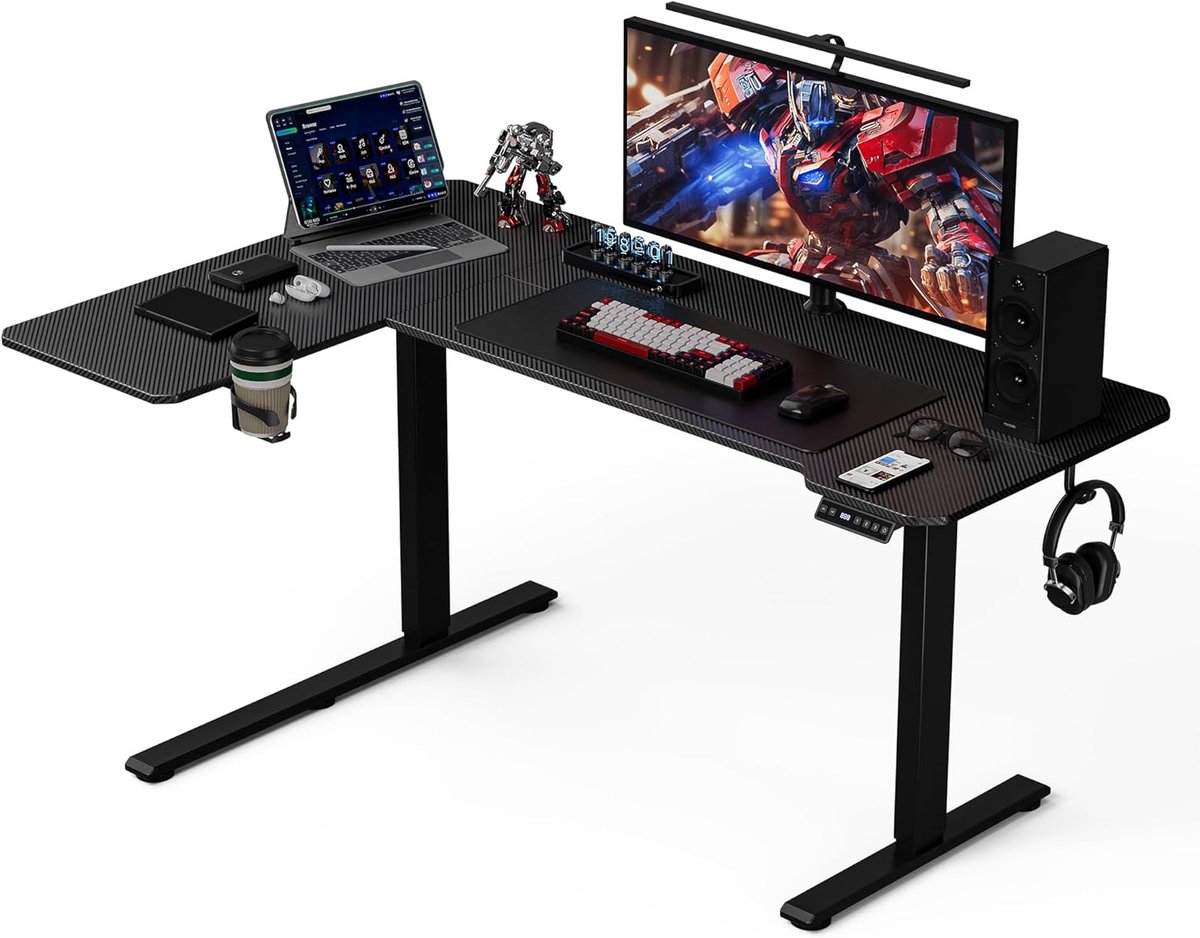 Elektrisch Bureau - Verstelbaar Bureau - Ergonomisch Werken - Stalen Dubbele Poot - 150 x 100 cm - Antraciet Zwart