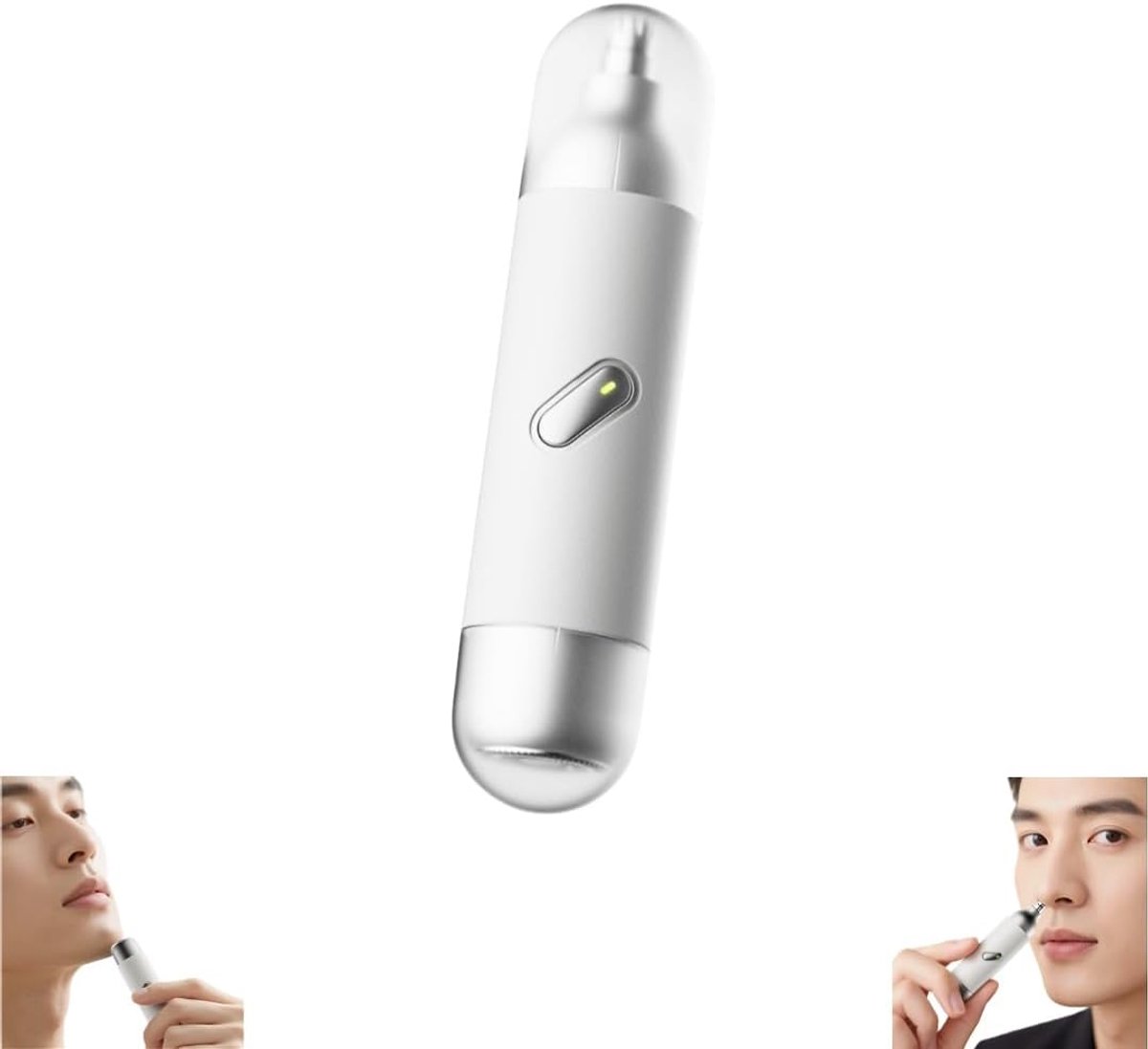 Neushaartrimmer - Draagbare Neushaartrimmer 2-in-1 - Dubbele Opzetstukken - USB-C Oplaadbaar - Nat en Droog Gebruik - Voor Neus- en Oorhaar - Precisietrimmer - Zonder Pijn - Voor Dames en Heren - Wit