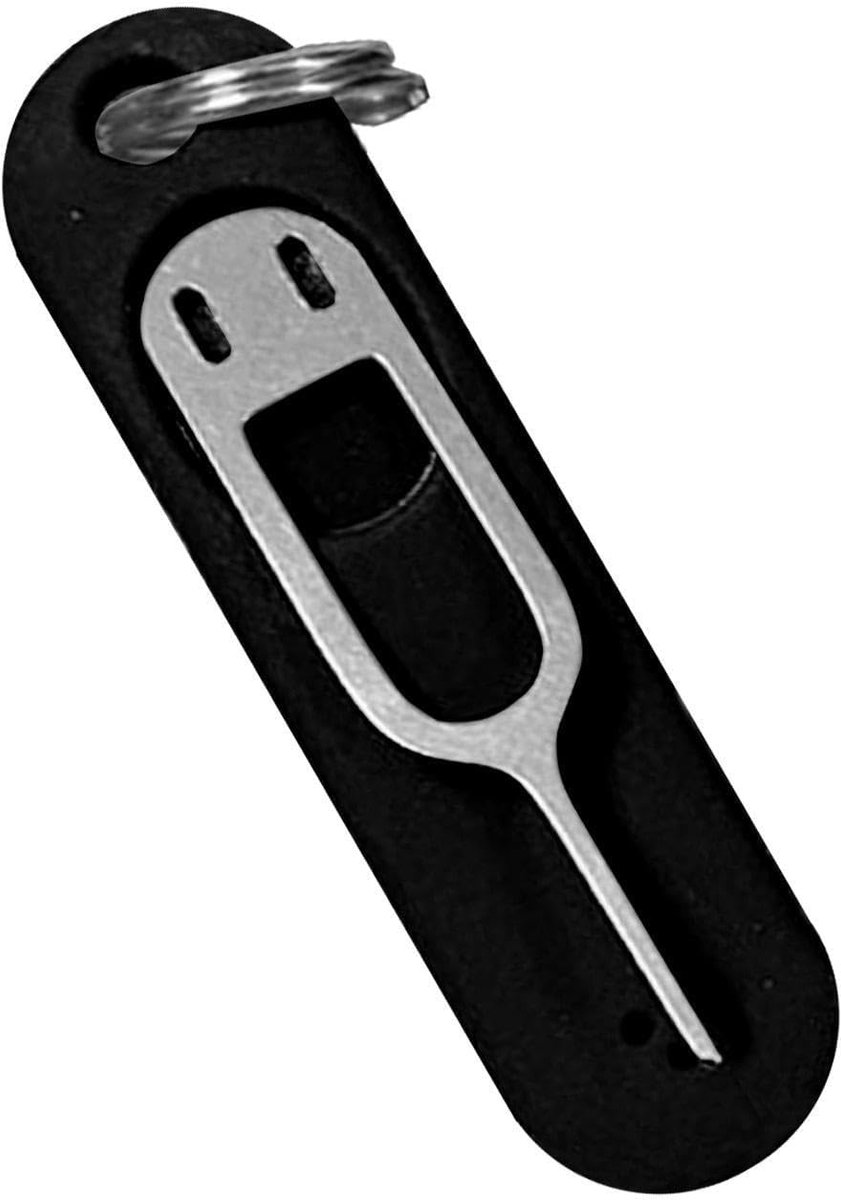 Kaart Verwijder Tool - Uitwerper Naald - Telefoon Sim Kaart - Met Siliconen Cover - 3.7 cm Pin - Zwart