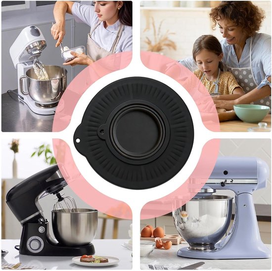 Mixer Spatdeksel - Keukenmachine Deksel - Schoon Bakken - Voedselveilig Siliconen - 45 Liter - Grijs — afbeelding 4