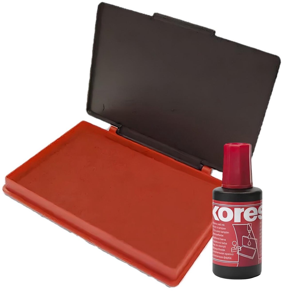 Kores Hobby stempelkussen met navulling set - rood - 7 x 11 cm - inkt op waterbasis