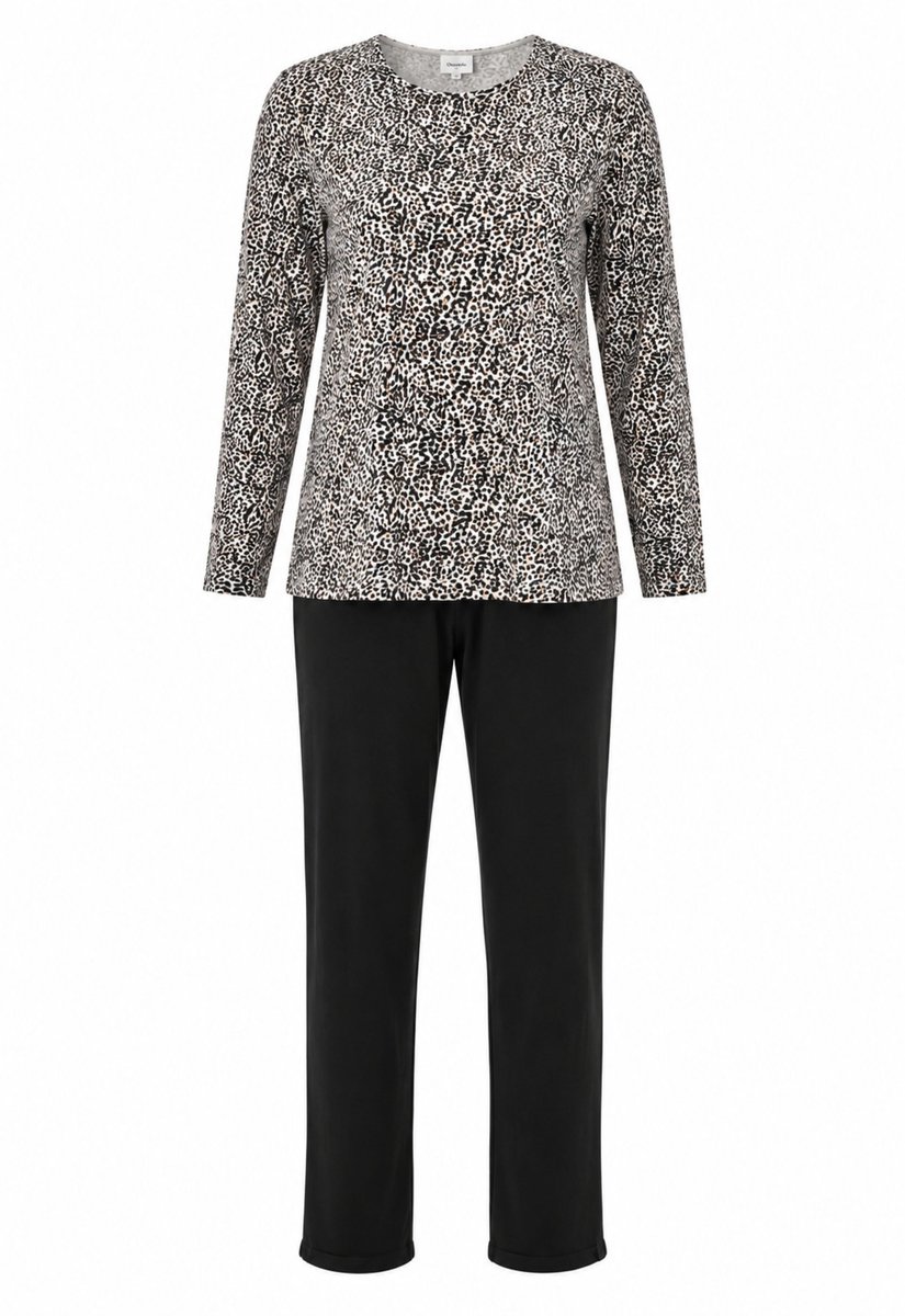 Gionettic Dames Pyjama Lange Mouwen en Lange Broek – Viscose – Zwart met Print – Zacht, Comfortabel en Ademend –