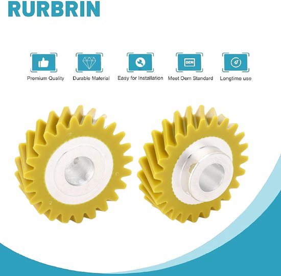 Dailygoods - Worm Gear Mixer - Vervangingsonderdeel - Geel - Geschikt voor Whirlpool Mixers - Hoogwaardige kwaliteit - Inclusief accessoires van Dailygoods — afbeelding 4