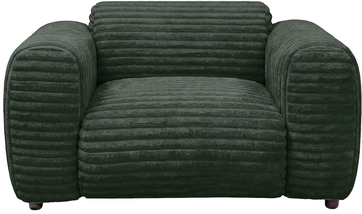 Vente-unique Fauteuil in grof ribfluweel groen POGNI van Maison Céphy