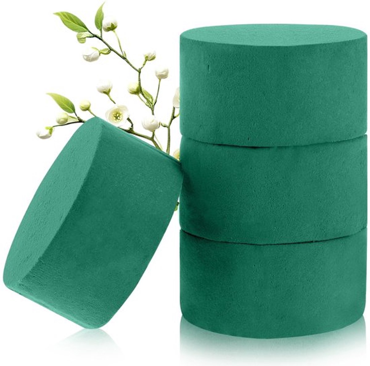 Steenweteringset met 4 ronde bloemsteekdopjes - groen