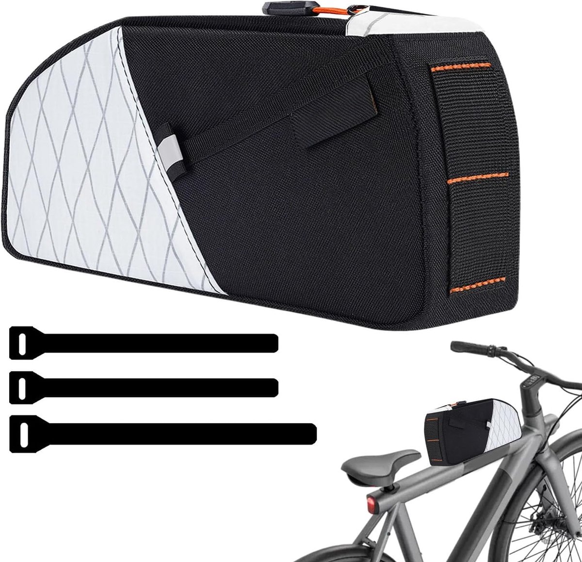 Bovenbuis Fietszak - Fiets Frame Tas - Fietsen Opbergen - Waterdicht Met Reflectie - 24 cm - Wit