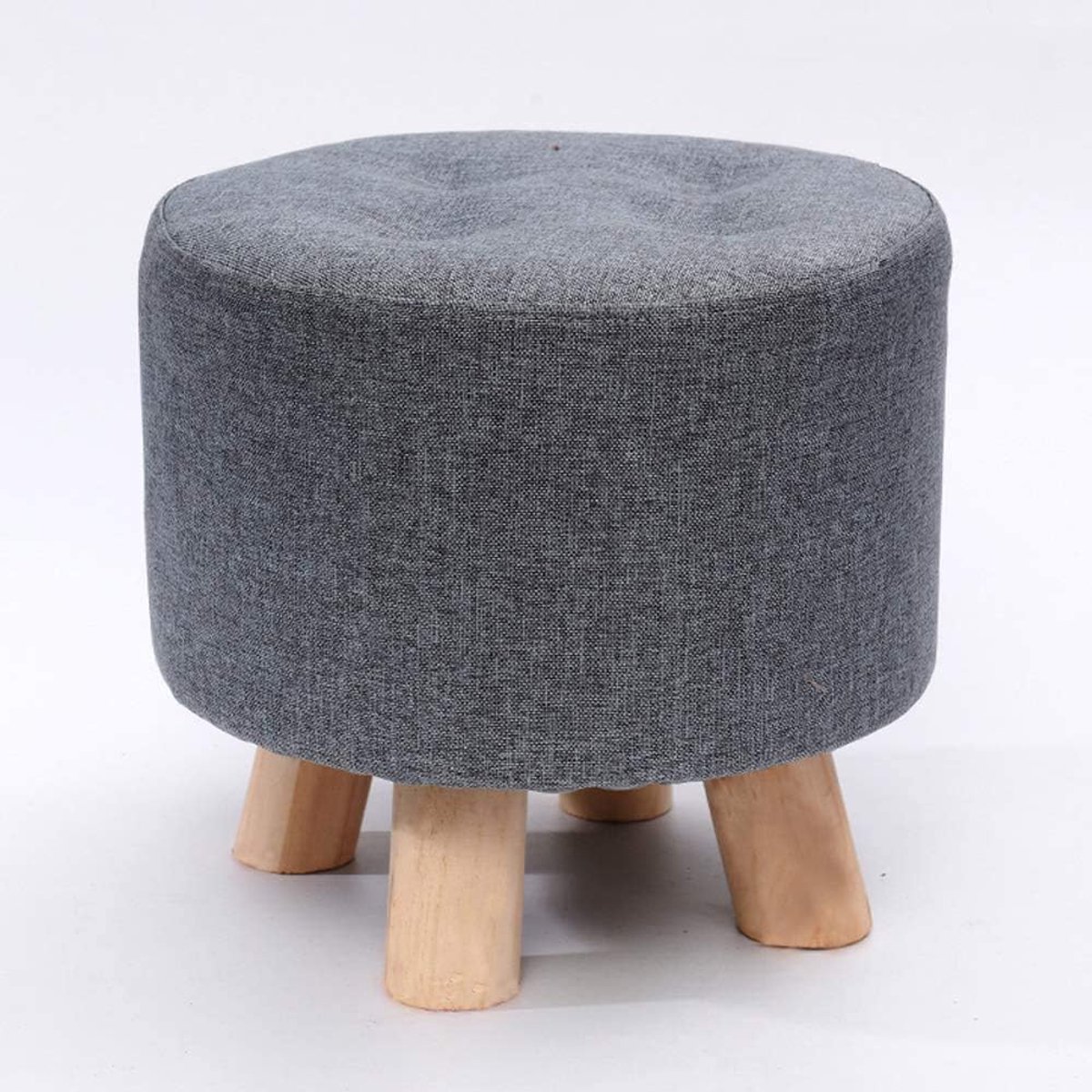 Houten Poef - Voetenbank - Extra Zitplaats - Stijlvolle Woondecoratie - 31x31x28cm - Grijs