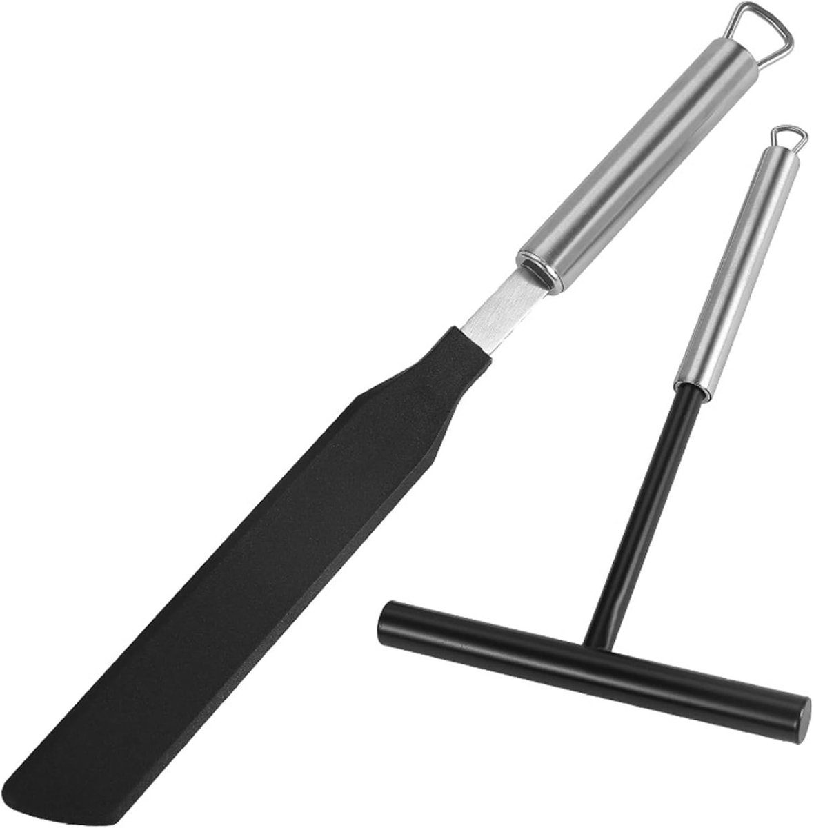 Crêpe Spreider Spatel - Beslag Gereedschap - Pannenkoeken Maken - Roestvrij Staal Nylon - T-Vorm Spreider - Zwart