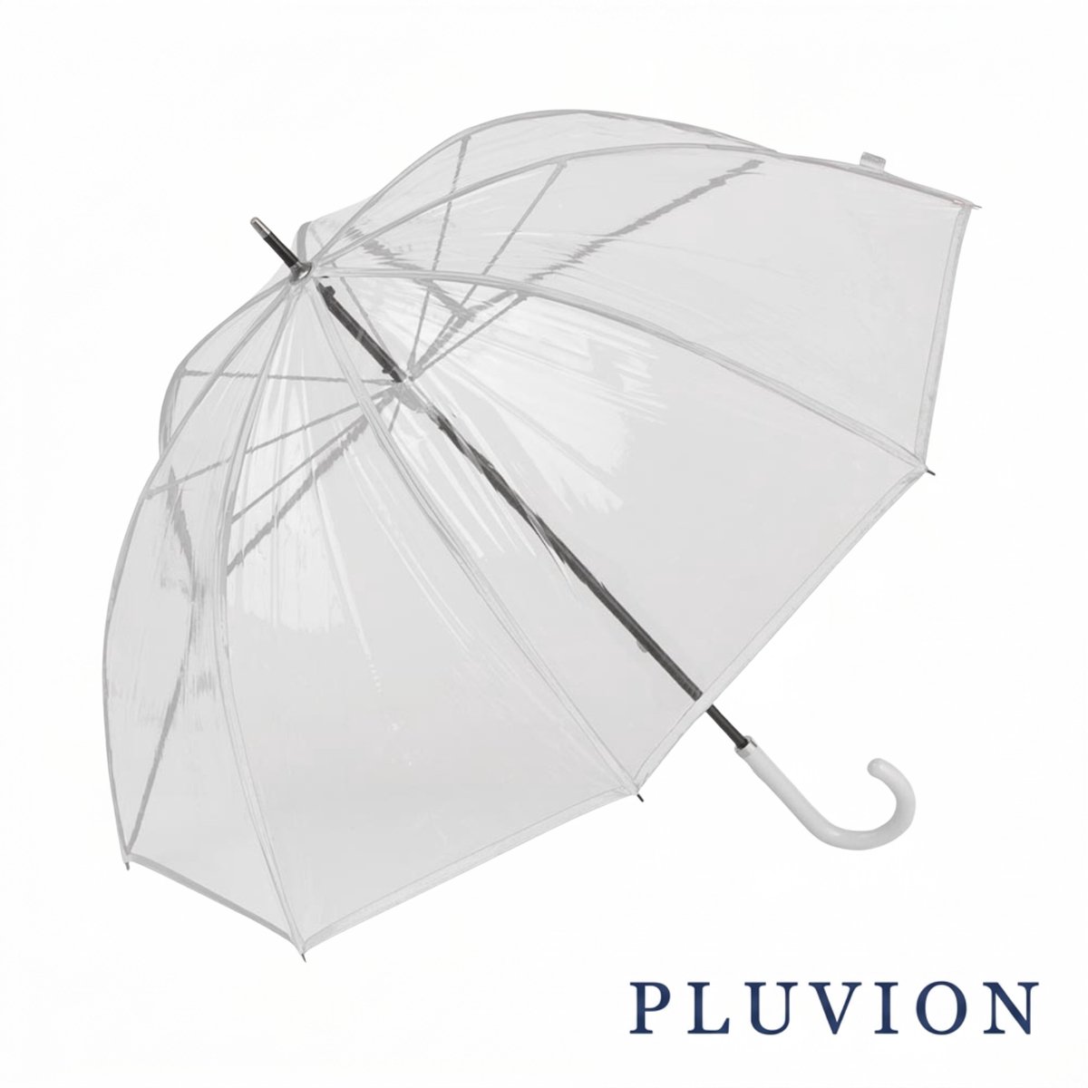 Pluvion Essential Transparante Paraplu Dames | Koepelmodel | Windproof | 65cm | Wit