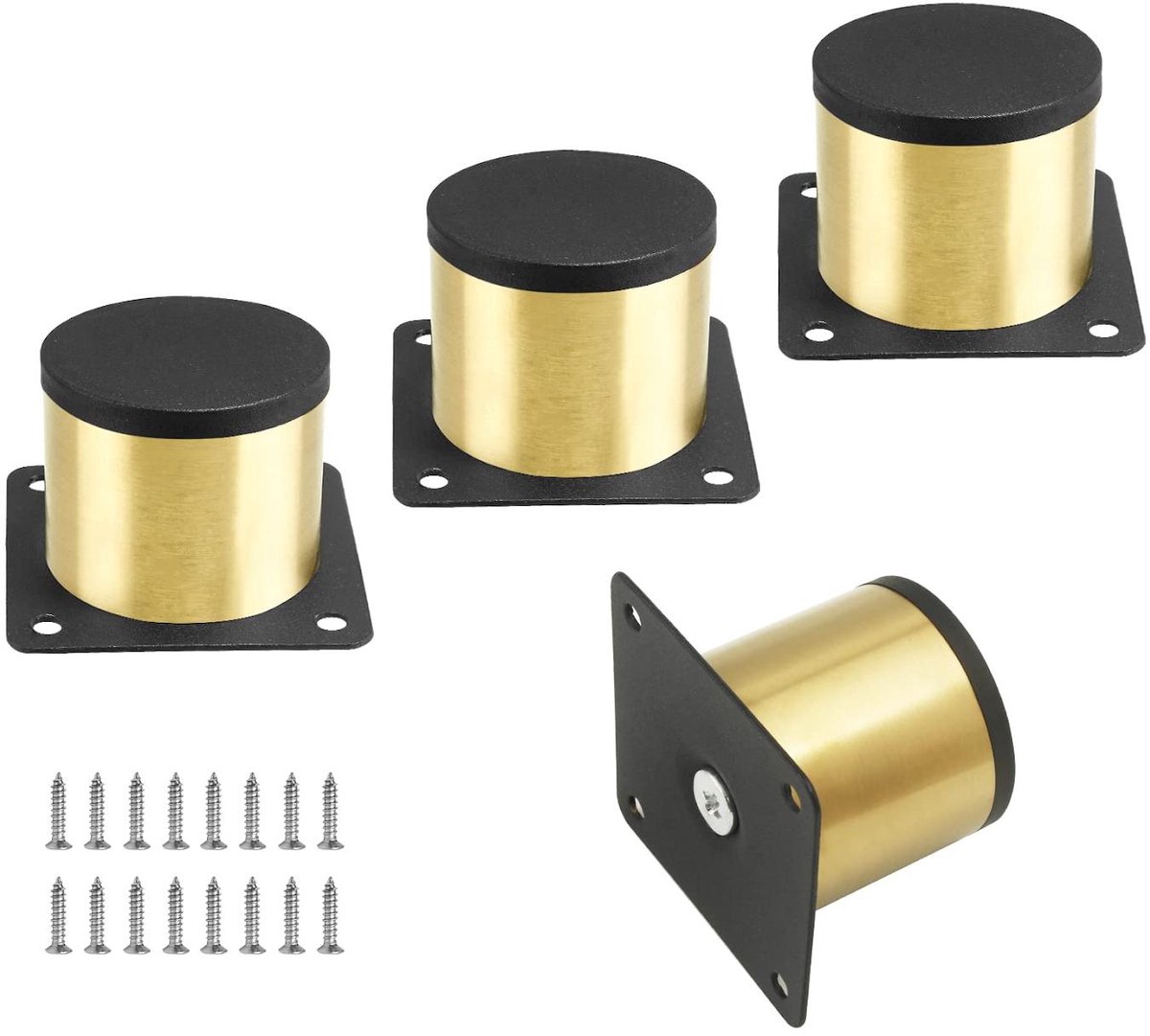 carmdering - Meubelpoten - Verstelbare Meubelpoten - Stalen Meubelpoten - 4 stuks, staal, 5cm hoog, 4,7cm breed, 50mm verstelbaar, rond design - Voor banken & tafels - Goud, eenvoudig te installeren