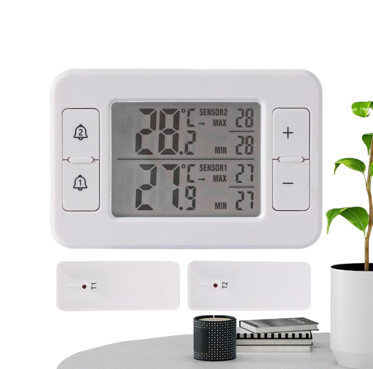 Temperatuurmeter Koelkast - Vriezer Monitor - Opslag Bewaken - Dubbele Sensoren - 100m Bereik - Meerdere kleuren