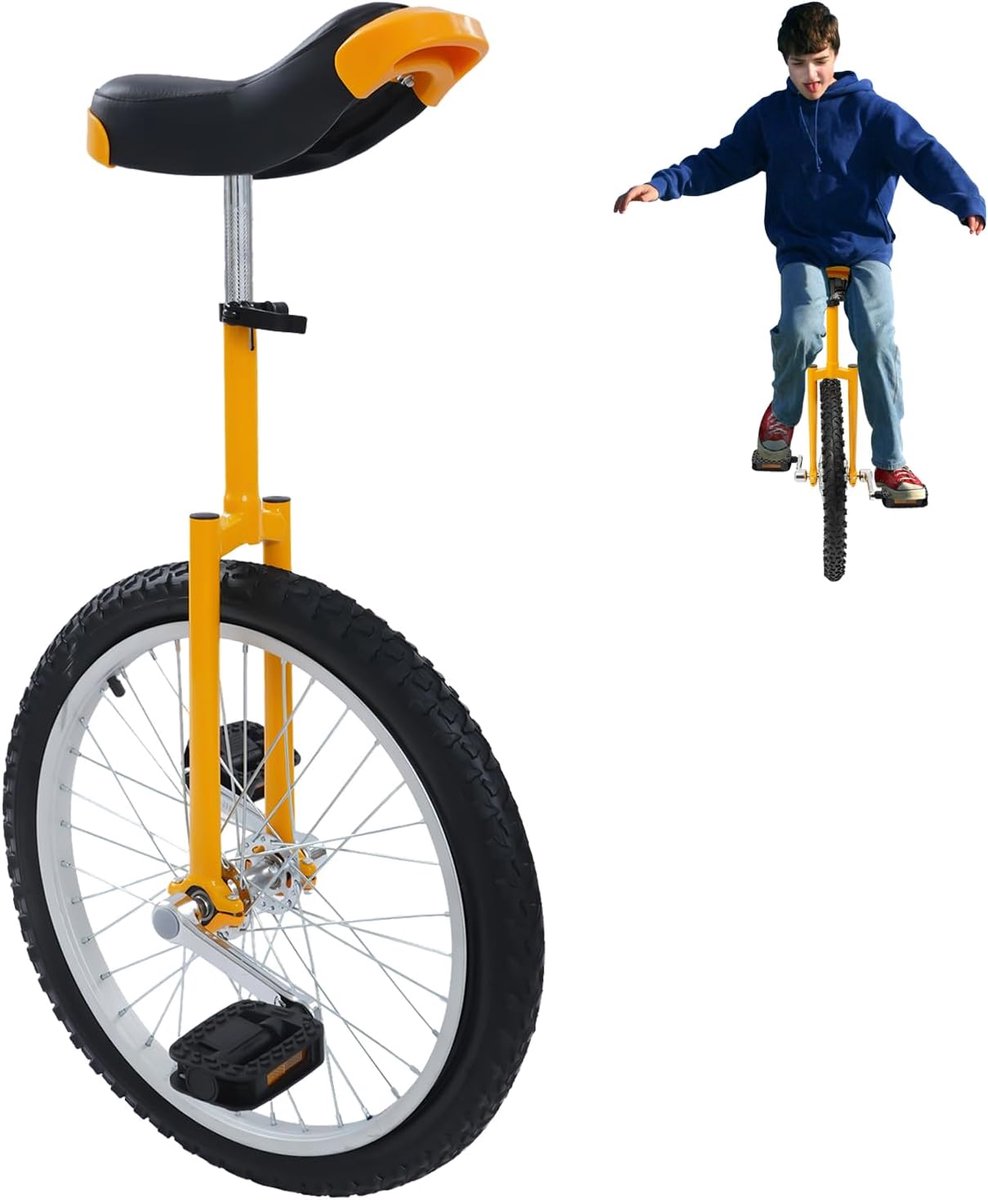 Eenwieler met Handvatten - Balance Bike Trainingsfiets - Balans Training - Hoogte Verstelbaar - 78-90 cm - Geel