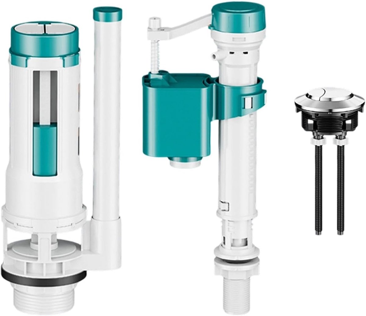 Toiletvulventiel Set - Toiletonderdelen Reparatie - Badkamer Onderhoud - Verstelbare Watercontrole - 20-24 cm Hoogte - Blauw Wit
