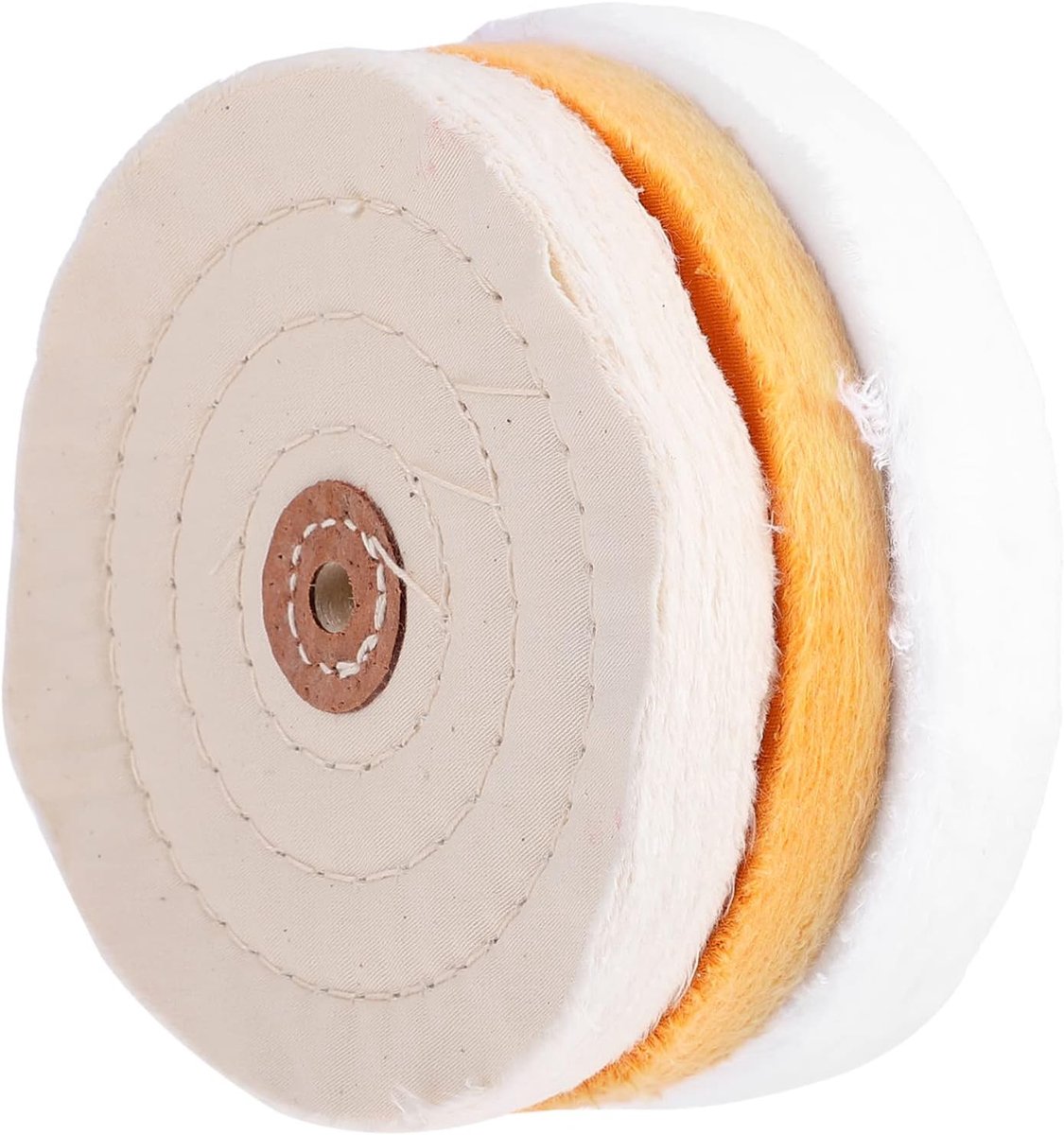 Polijstset 3-delig - Polijstwielen - Metaal Oppervlakken Reinigen - Voor Roterend Gereedschap - 15 cm Diameter - Wit Geel Beige
