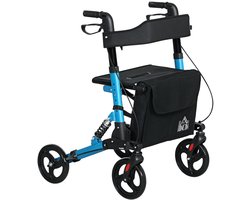Atlasyx rollator - Looprek - Lichtgewicht en opvouwbaar - Met opbergtas - Dubbele remmen - 66 x 65 x 80-93 cm - Blauw/zwart