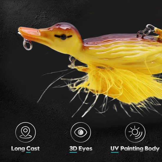 Eenden Lokker - Vis Aas - Vissen Op Water - Realistisch Ontwerp - 10.5 cm - Geel — afbeelding 2