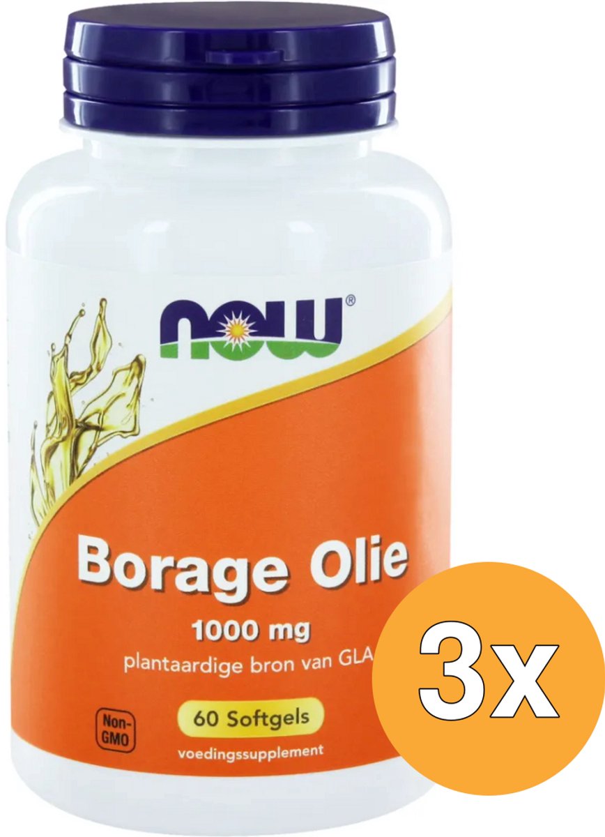3x Now Borage Olie 1000 Mg (60 softgels)