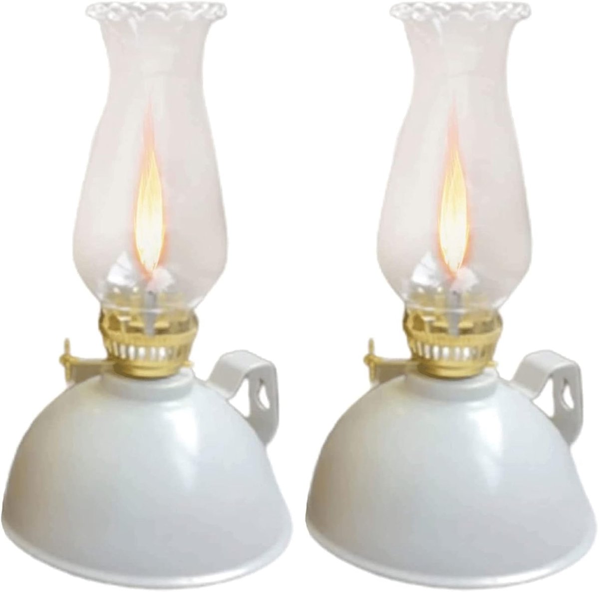 Olielamp - Lantaarn met handvat - Sfeerverlichting buiten - Draagbaar ontwerp - 20 cm hoog - Wit