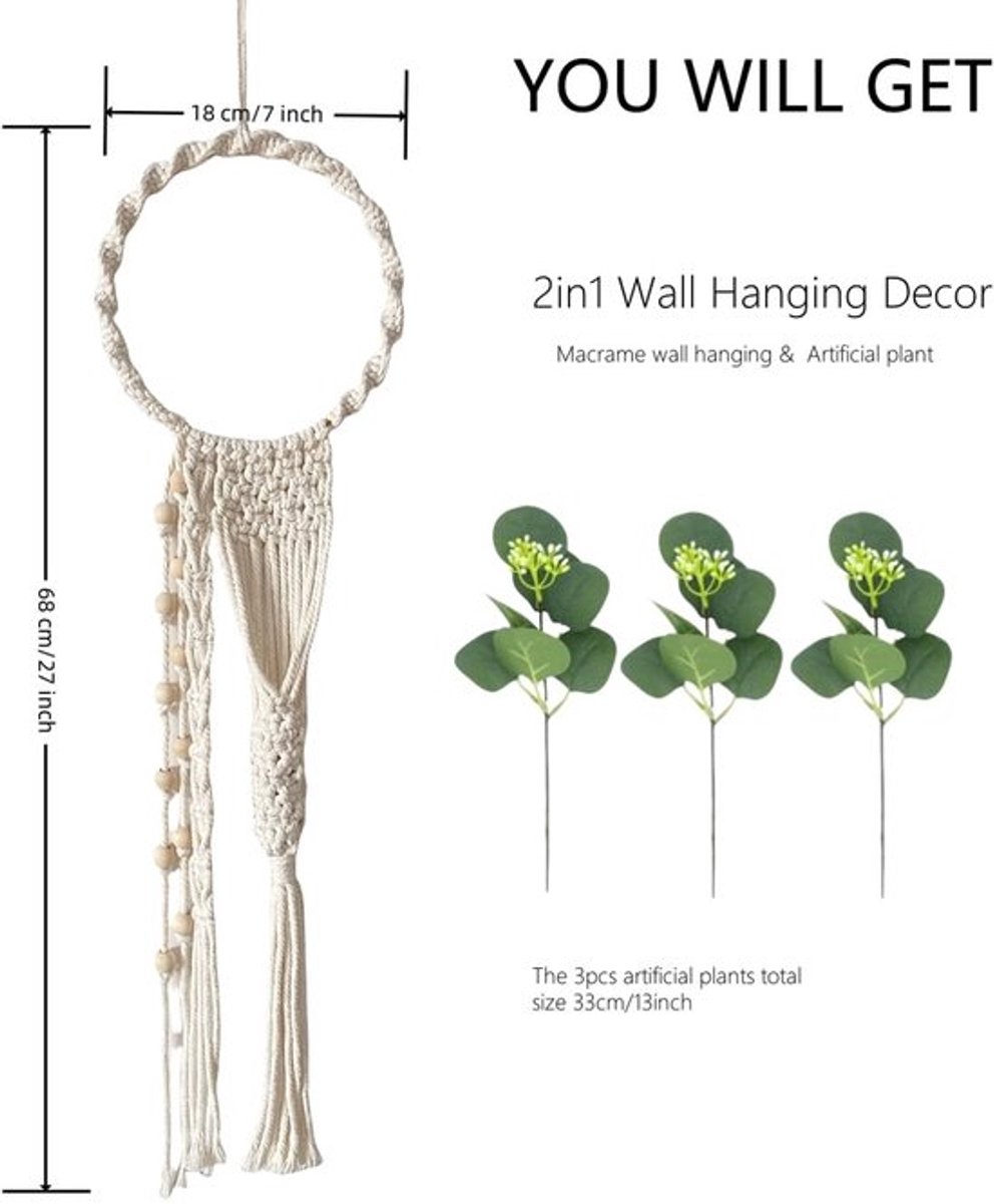Jhubersproducts - Macrame Muur Opknoping - Boho Wanddecoratie - Handgemaakt van