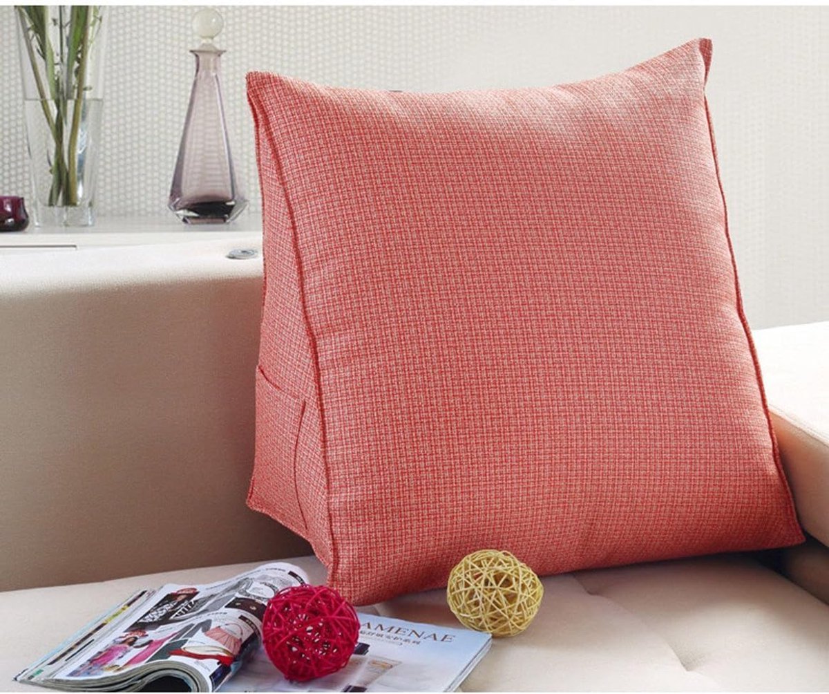Leeskussen - Rugsteun Kussen - Ontspannen in Bed - 360 Graden Ondersteuning - 40x20x36 cm - Roze