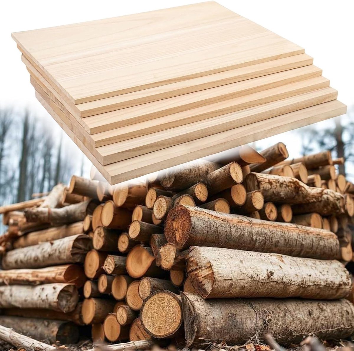 Houten Planken - Onbehandeld Hout - Doe-het-zelf Projecten - Lichtgewicht Paulownia - Pak van 6 - Natuurlijk