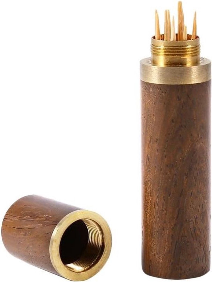 Handgemaakte houten doos voor tandenstoker -Compact