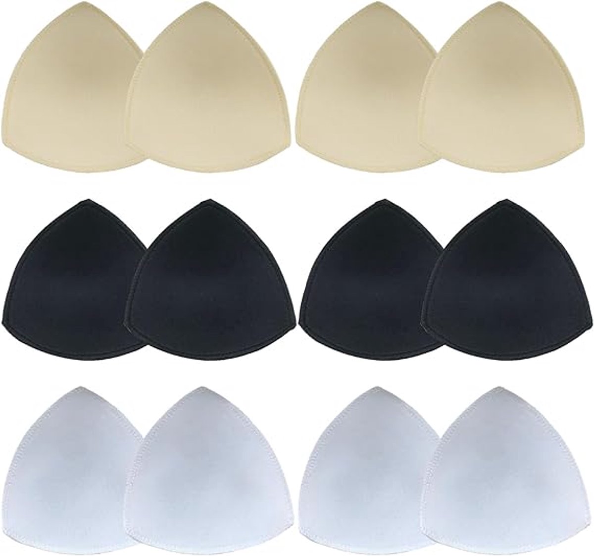 8 paar uitneembare bh-pads in driehoekige vorm. Zachte en comfortabele sponsvulling voor bikini's en badkleding,Veelkleurig