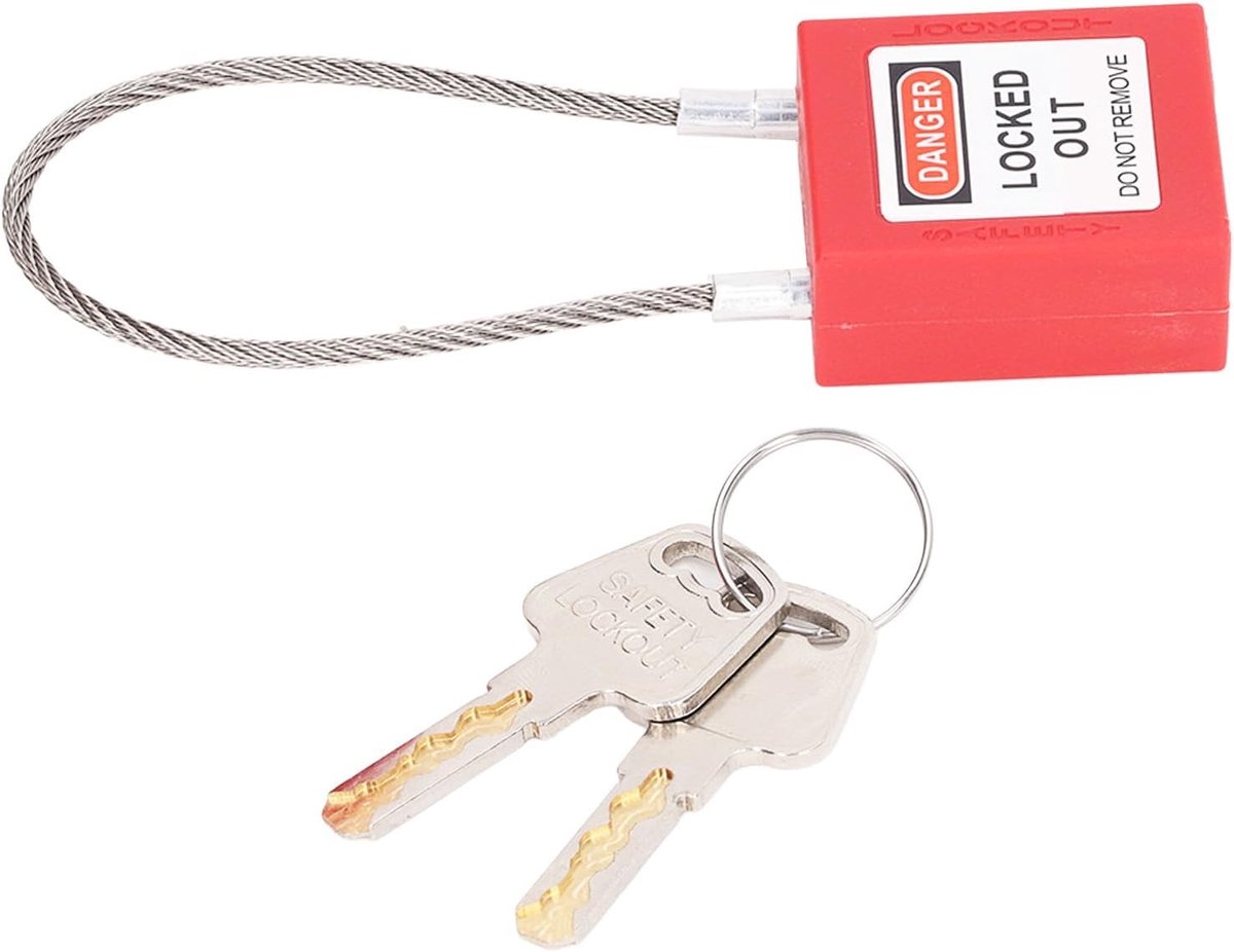 RVS Kabelslot Set voor Lockout Tagout, Veiligheids Hangslot met 2 Sleutels, Ideaal voor Elektrische Lockout Toepassingen en Werkplaatsveiligheid