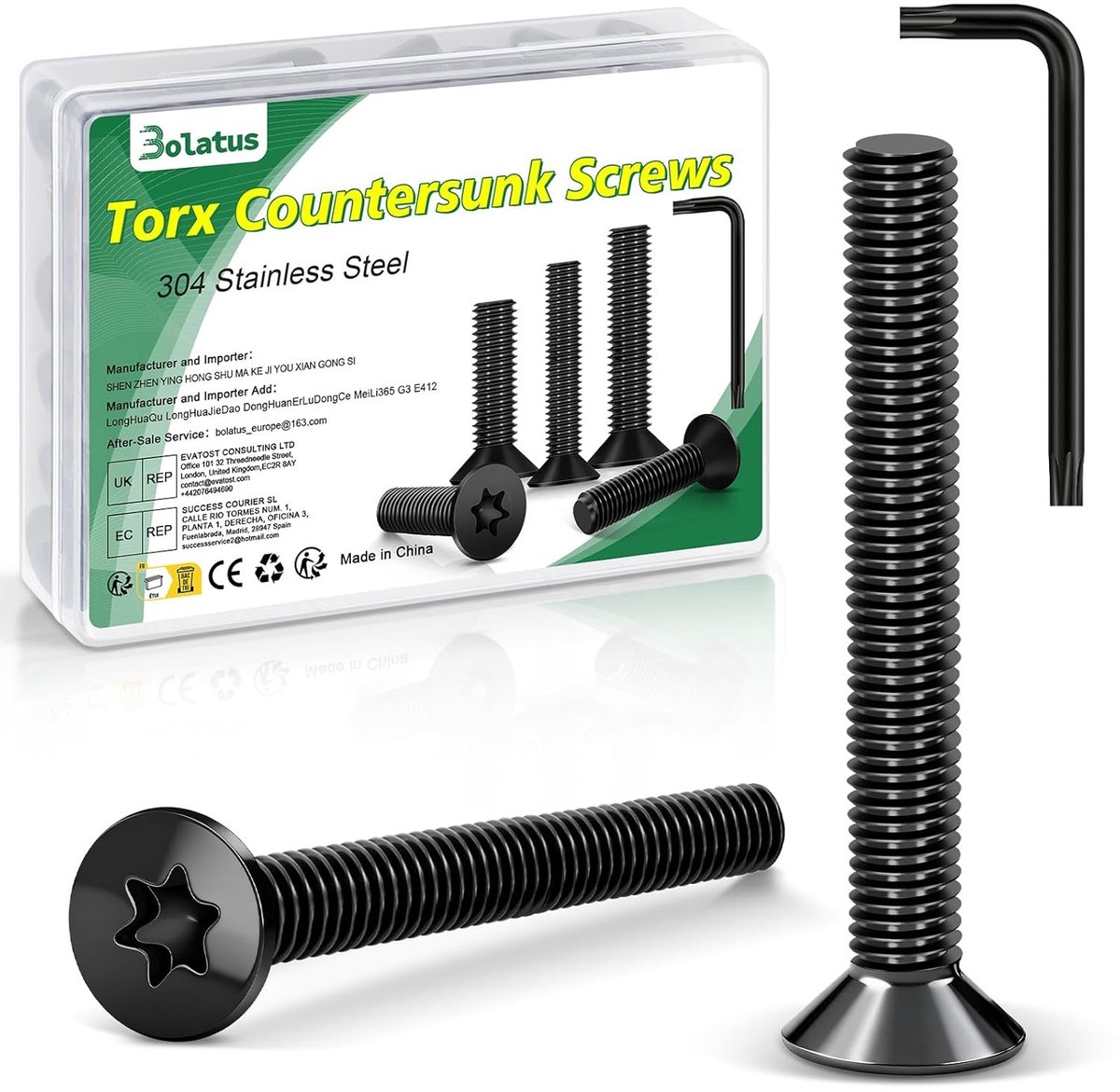 RVS Torx Schroeven M5 x 35 mm - Zwart, Inclusief Torx Sleutel en ISO 14581 Doos voor Machines en Buiteninstallaties
