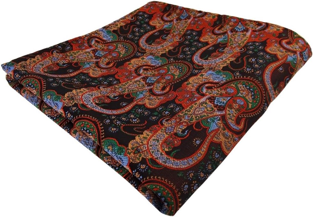 Zakdoek Heren - Pochet Stof - Outfit Completeren - Paisley Patroon - 30x30 cm - Oranje Blauw